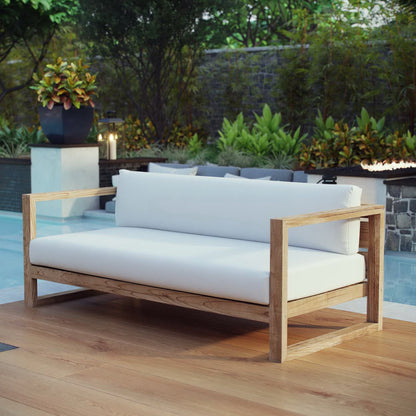 Modway Upland Outdoor Teak and Patio Sofa Set