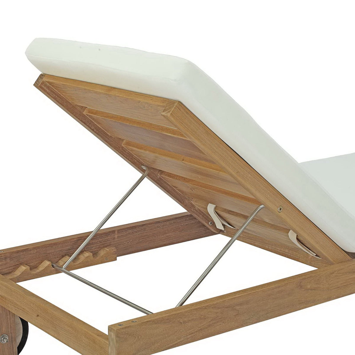 Upland Outdoor Patio Teak Chaise by Modway with white cushion and teak frame on Tampa Home & Garden Store