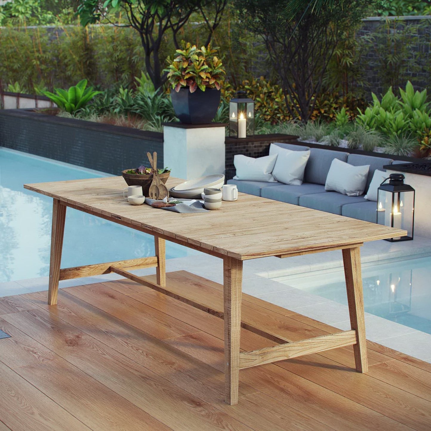 Modway Dorset Teak Table and Simple Patio Style