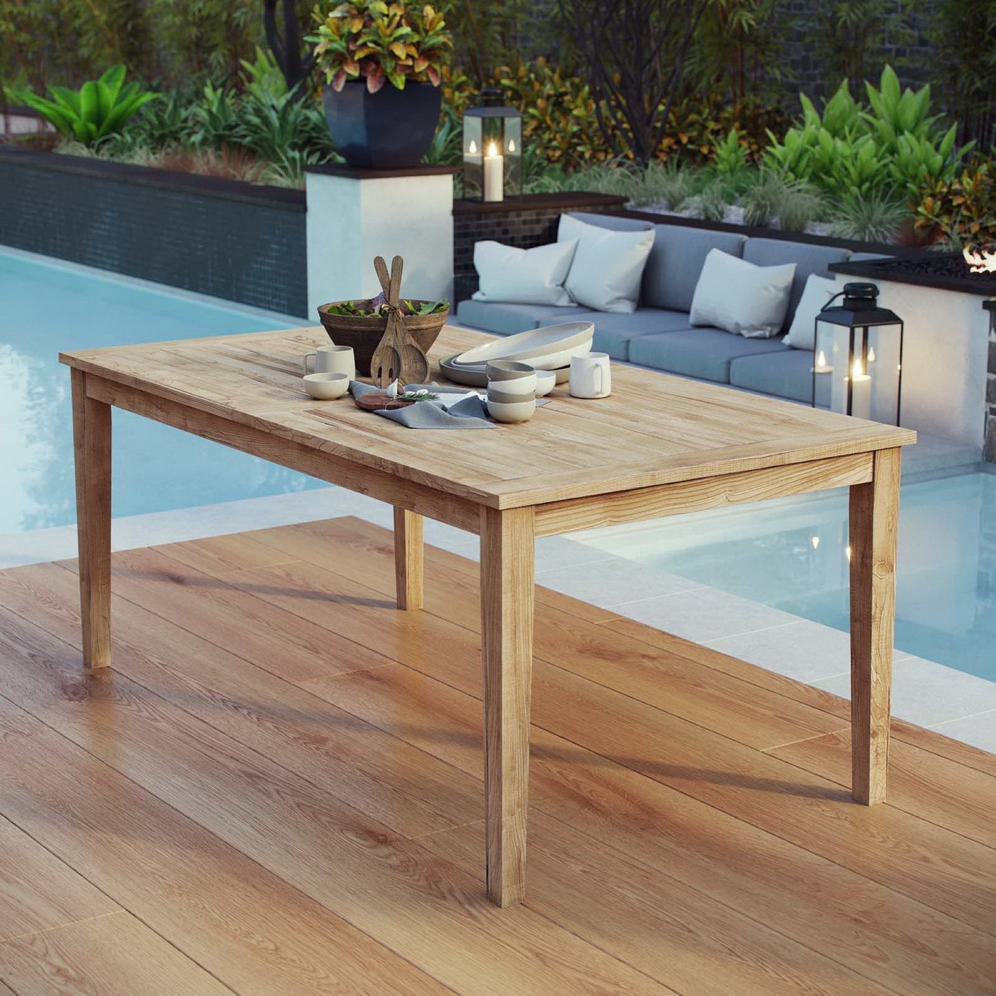 the Modway Marina Outdoor Teak Dining Table