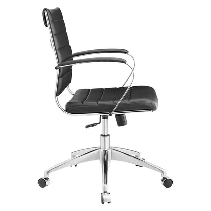 Jive mid back office chair in black leatherette with chrome frame and five-star base on Tampa Home & Garden Store
