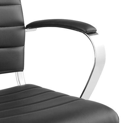 Jive mid back office chair with black leather upholstery and chrome armrest on Tampa Home & Garden Store