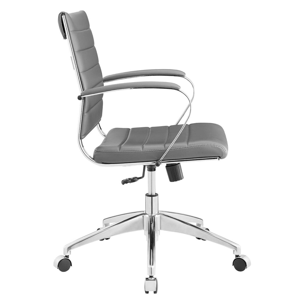 Jive mid back office chair in gray leatherette with chrome frame and five-star base on Tampa Home & Garden Store
