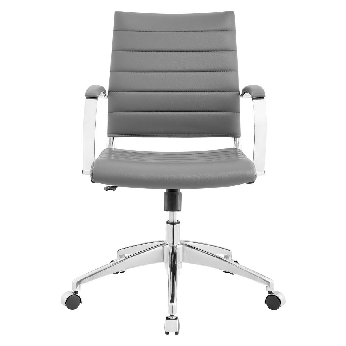 Jive mid back office chair gray leather with chrome arms and base by Modway on Tampa Home & Garden Store