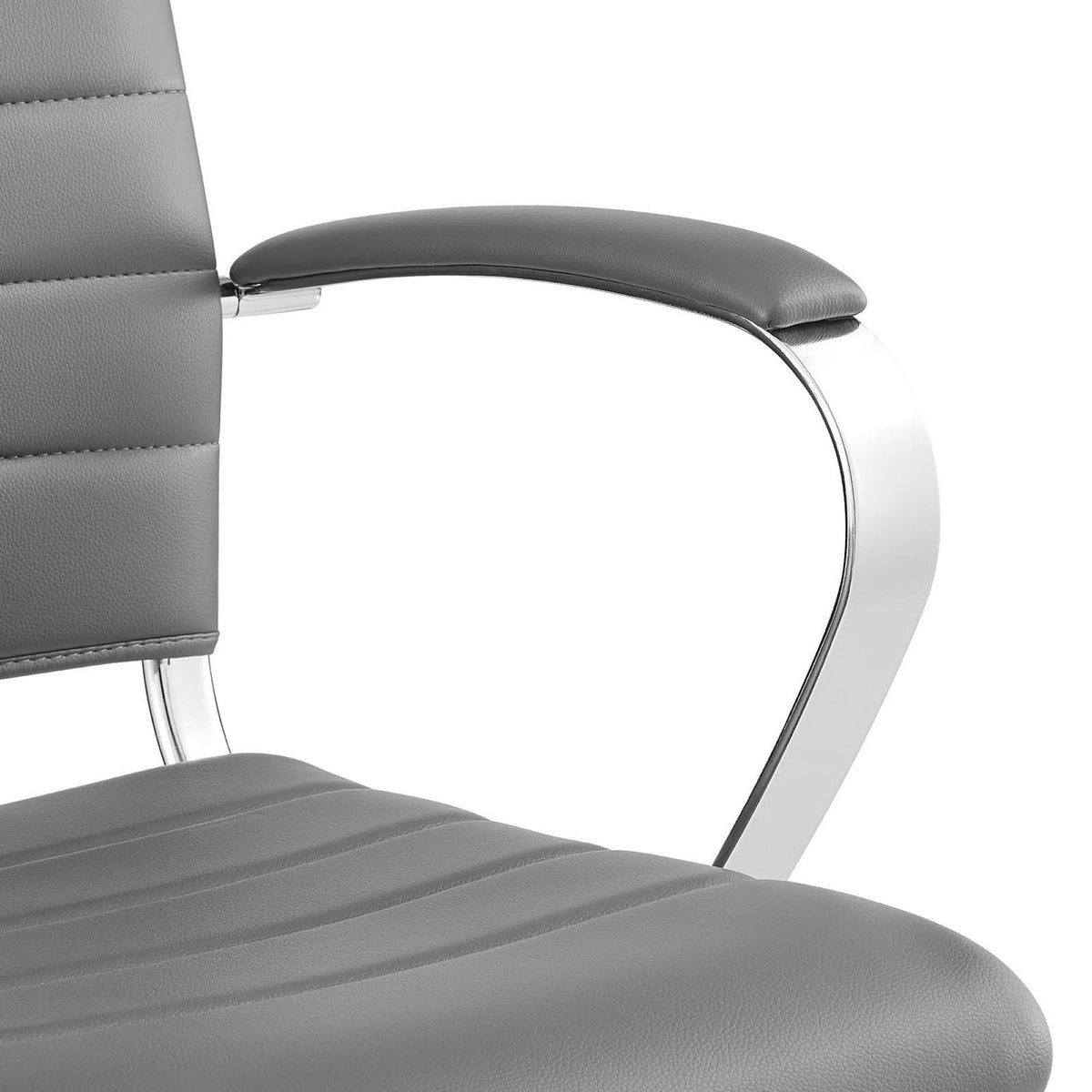 Jive mid back office chair gray leather seat with padded armrest and chrome frame on Tampa Home & Garden Store