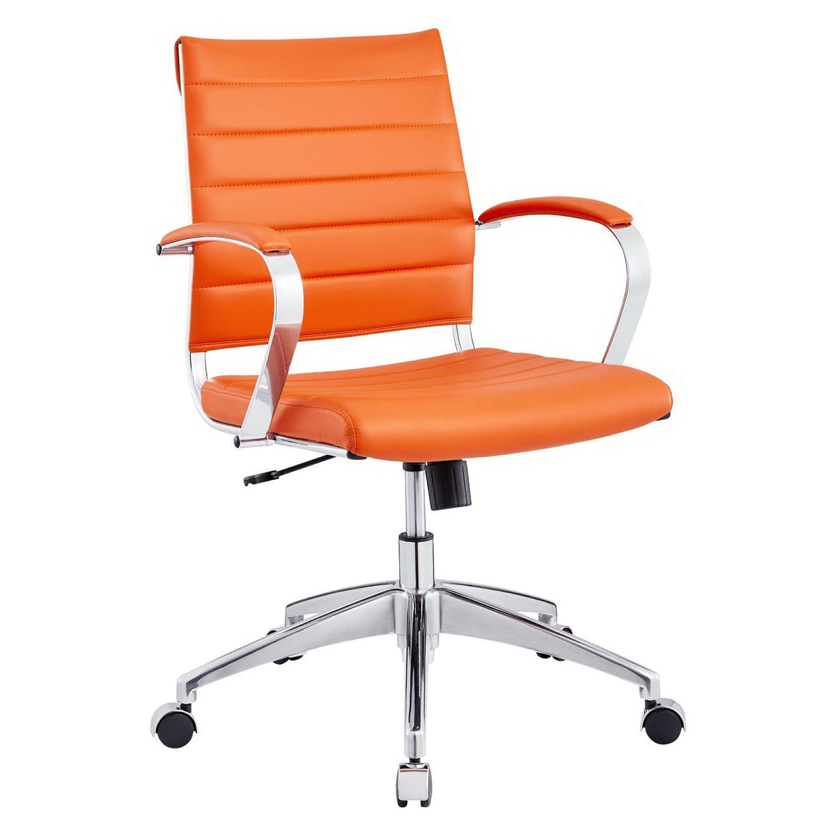 Jive Mid Back Office Chair by Modway orange leatherette with chrome base and wheels on Tampa Home & Garden Store