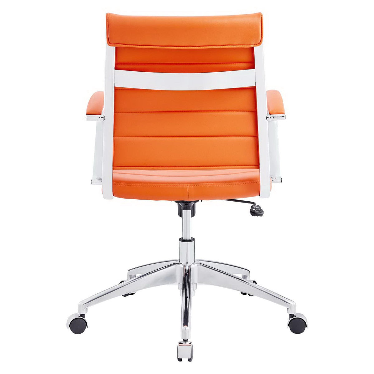 Jive Mid Back Office Chair orange leatherette with chrome frame and five casters on Tampa Home & Garden Store