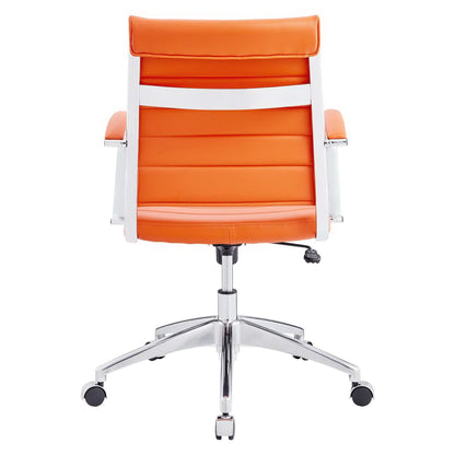Jive Mid Back Office Chair orange leatherette with chrome frame and five casters on Tampa Home & Garden Store