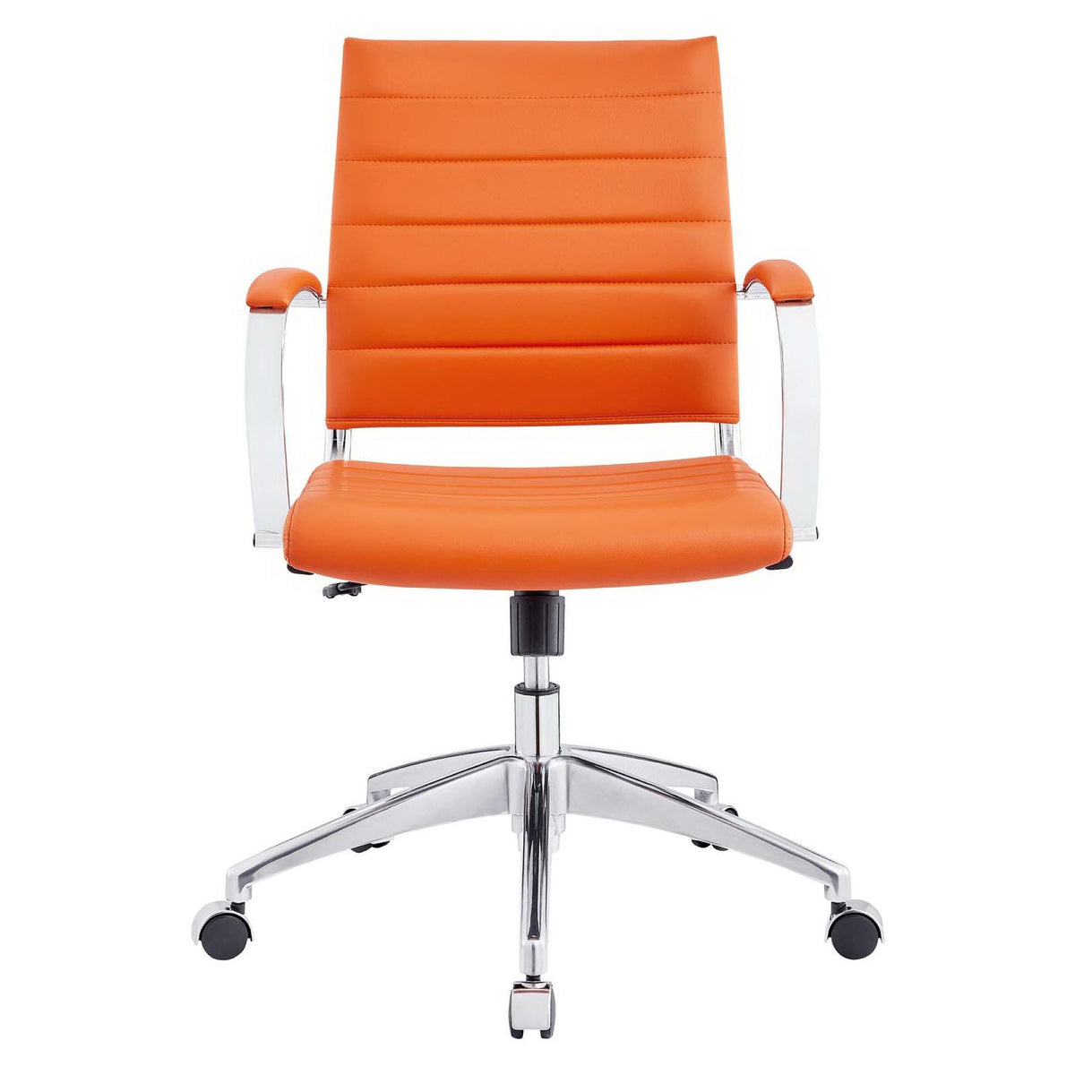 Jive Mid Back Office Chair orange leather with chrome arms and base on Tampa Home & Garden Store