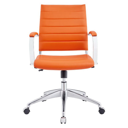 Jive Mid Back Office Chair orange leather with chrome arms and base on Tampa Home & Garden Store