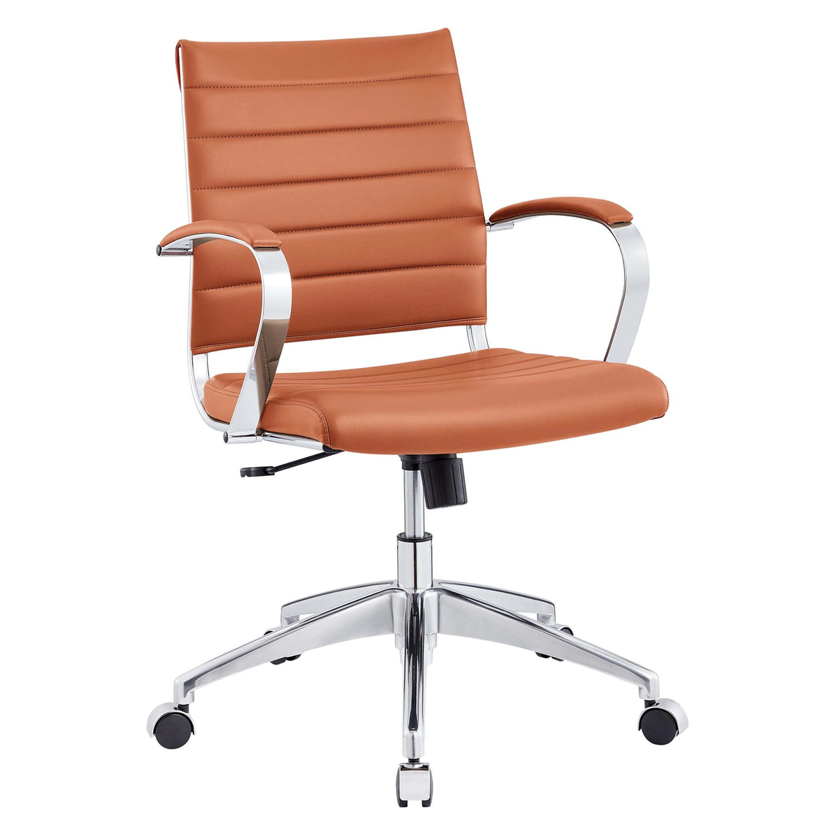 Jive Mid Back Office Chair tan leather with chrome arms and base by Modway, HouseOfZazla on Tampa Home & Garden Store