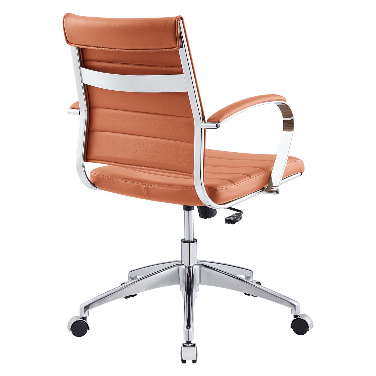 Jive Mid Back Office Chair by Modway in orange leather with chrome base and casters on Tampa Home & Garden Store