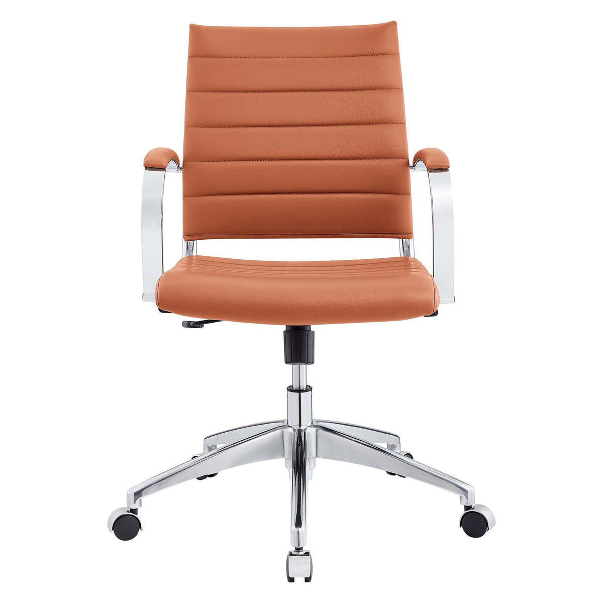 Jive Mid Back Office Chair orange leather with chrome base and casters on Tampa Home & Garden Store
