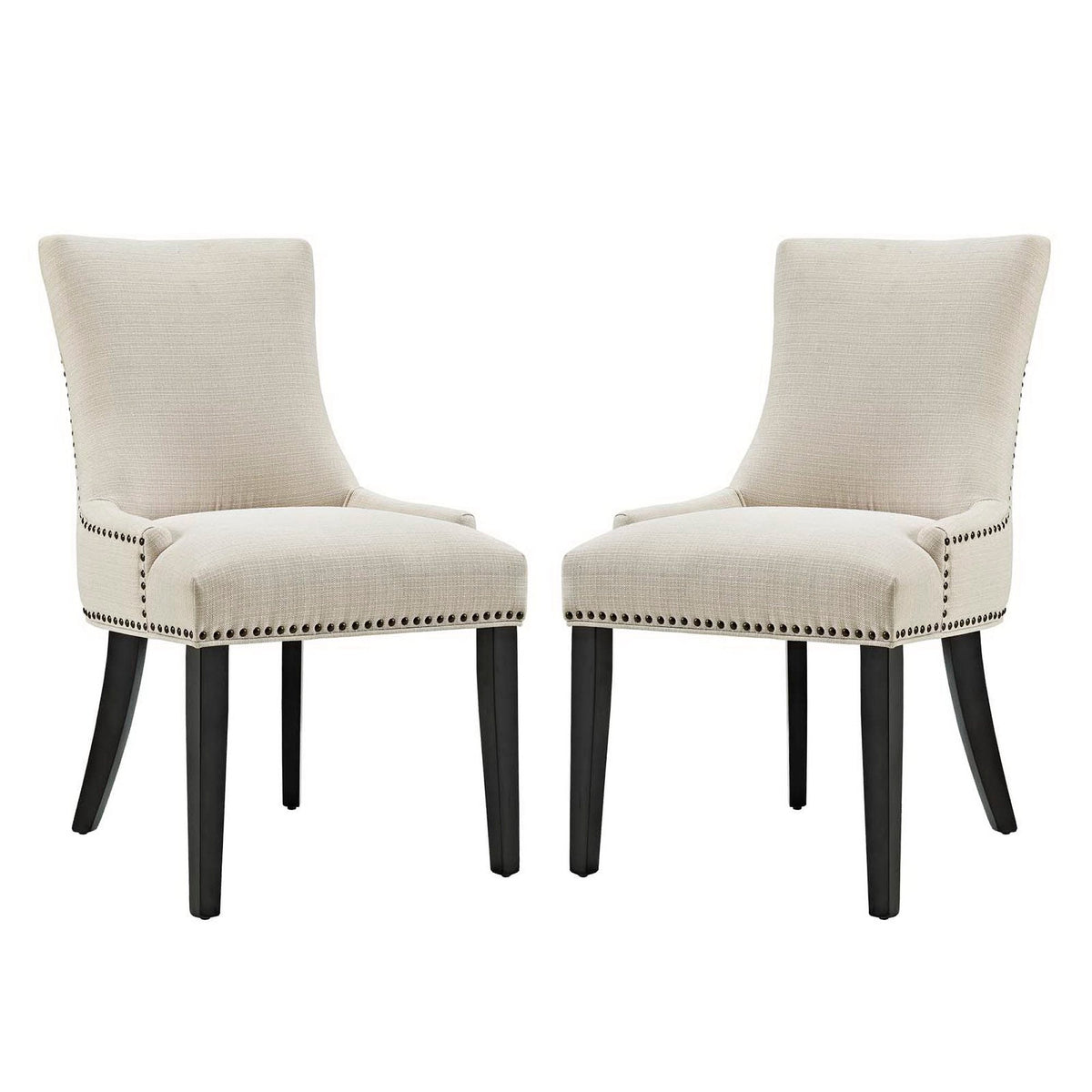 Marquis Fabric Dining Side Chair Set of 2 by Modway in beige fabric with nailhead trim on Tampa Home & Garden Store