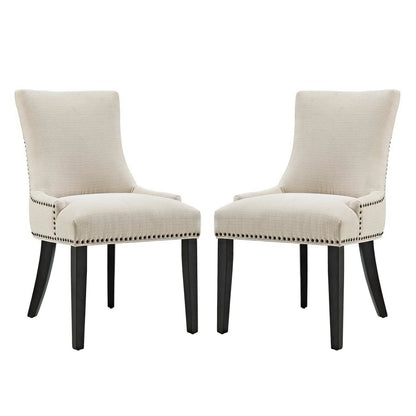Marquis Fabric Dining Side Chair Set of 2 by Modway in beige fabric with nailhead trim on Tampa Home & Garden Store