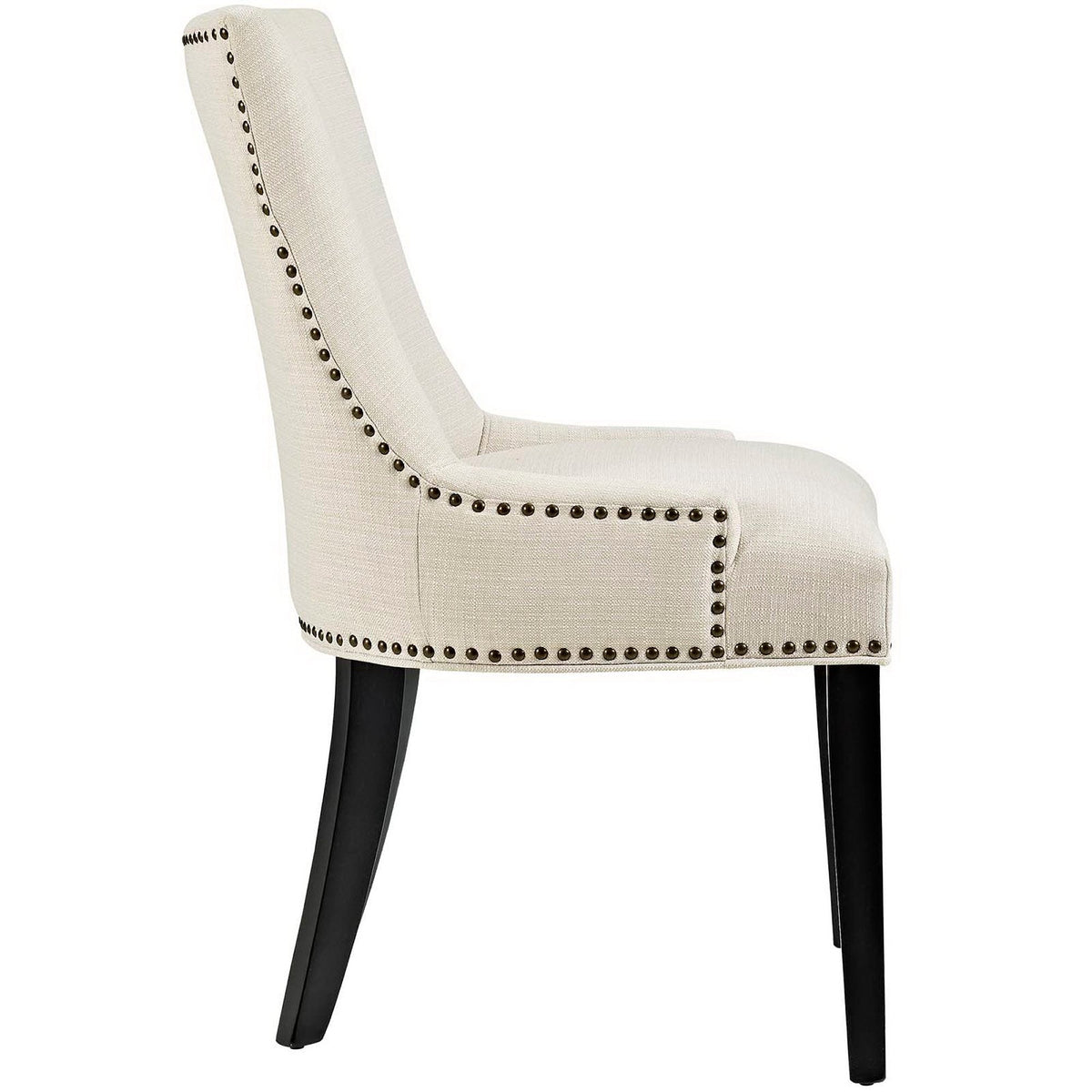 Marquis Fabric Dining Side Chair pair, cream upholstery with nailhead trim and dark legs on Tampa Home & Garden Store
