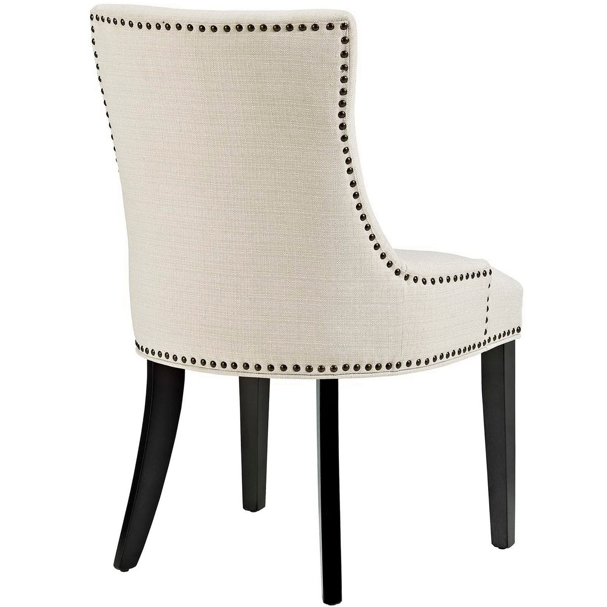 Marquis Fabric Dining Side Chair Set of 2 beige fabric with nailhead trim and dark wood legs on Tampa Home & Garden Store