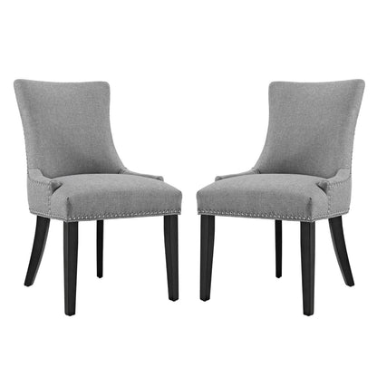 Marquis Fabric Dining Side Chair set of 2, gray upholstery, nailhead trim, black legs on Tampa Home & Garden Store