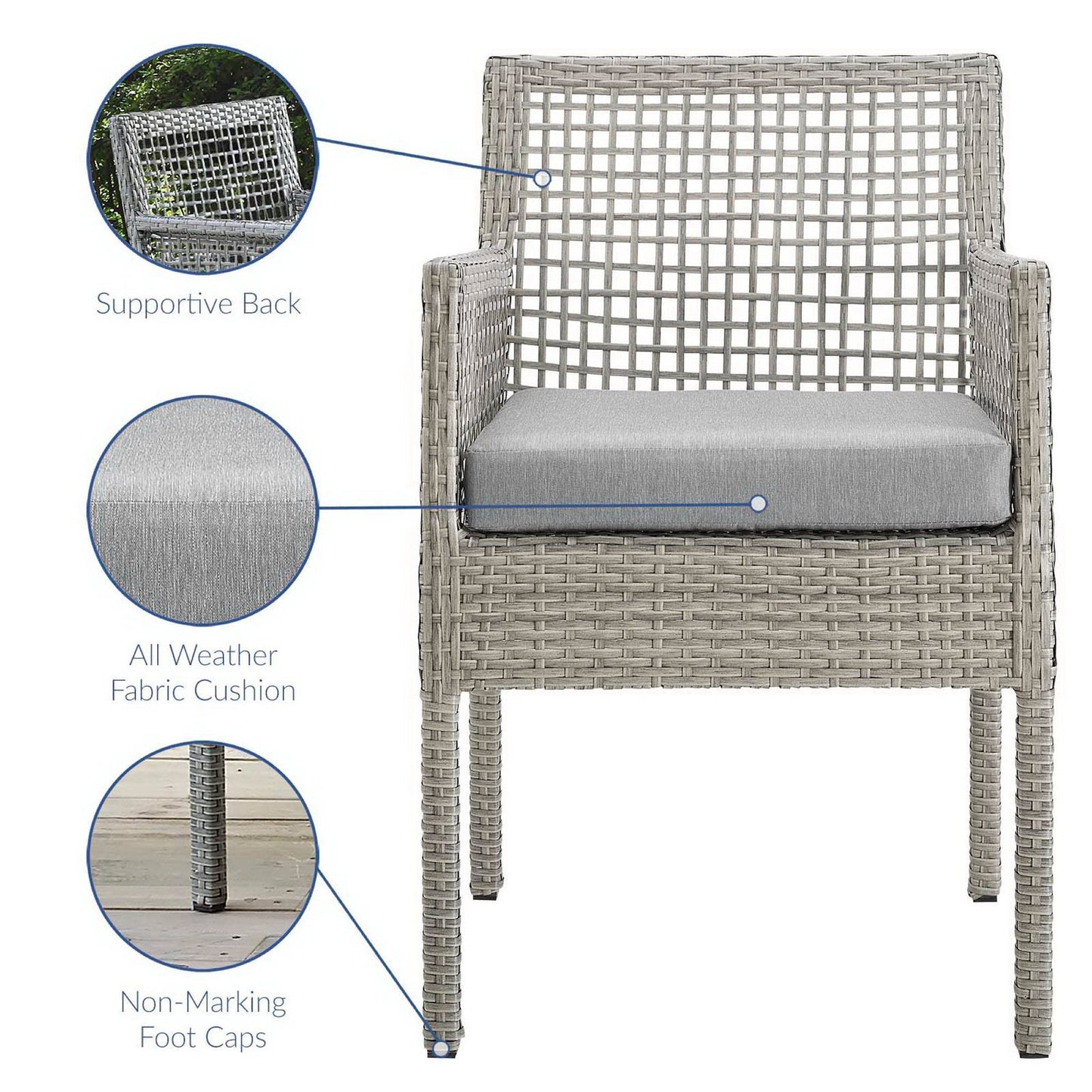 Aura Patio Wicker Dining Armchair by Modway