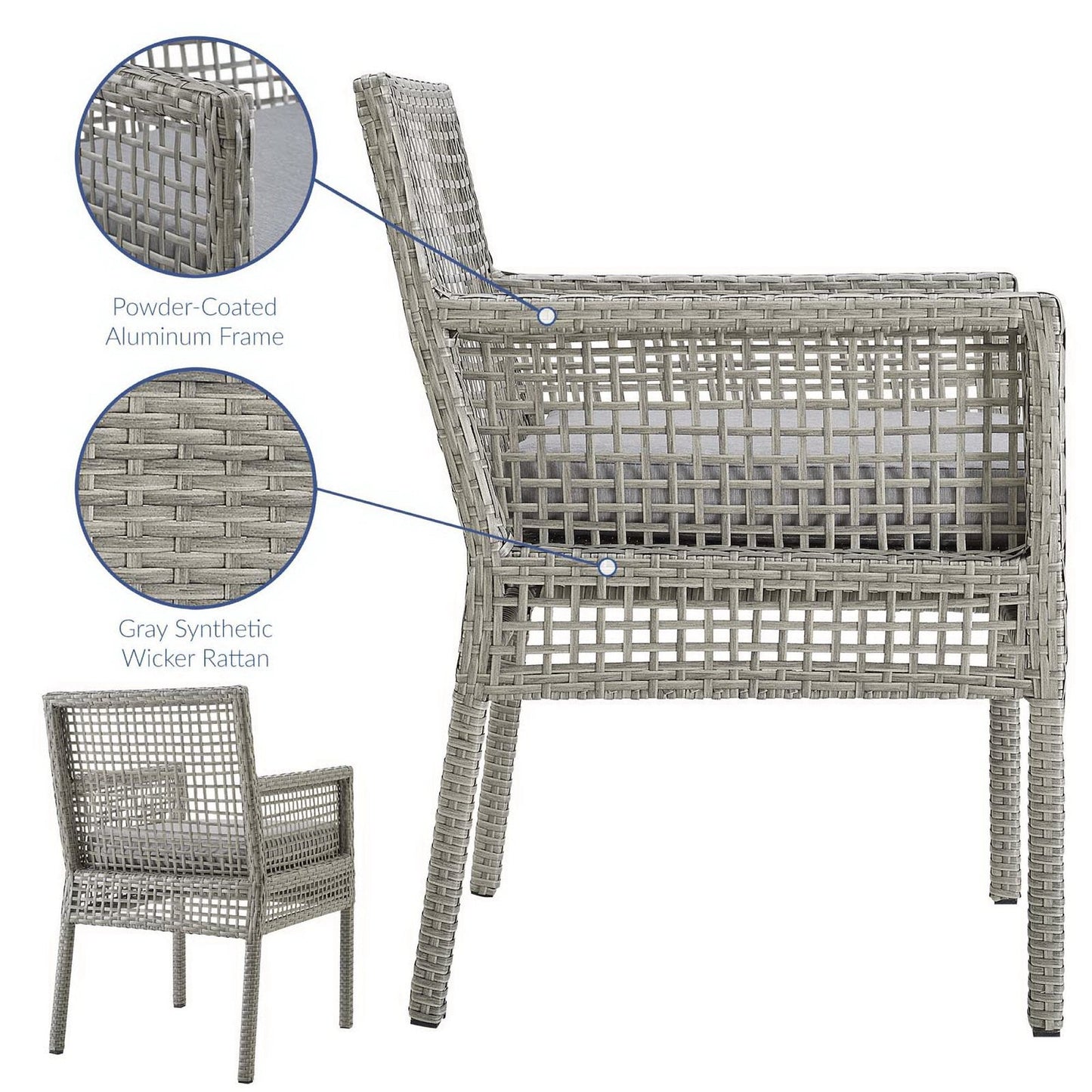 Aura Patio Wicker Dining Armchair by Modway