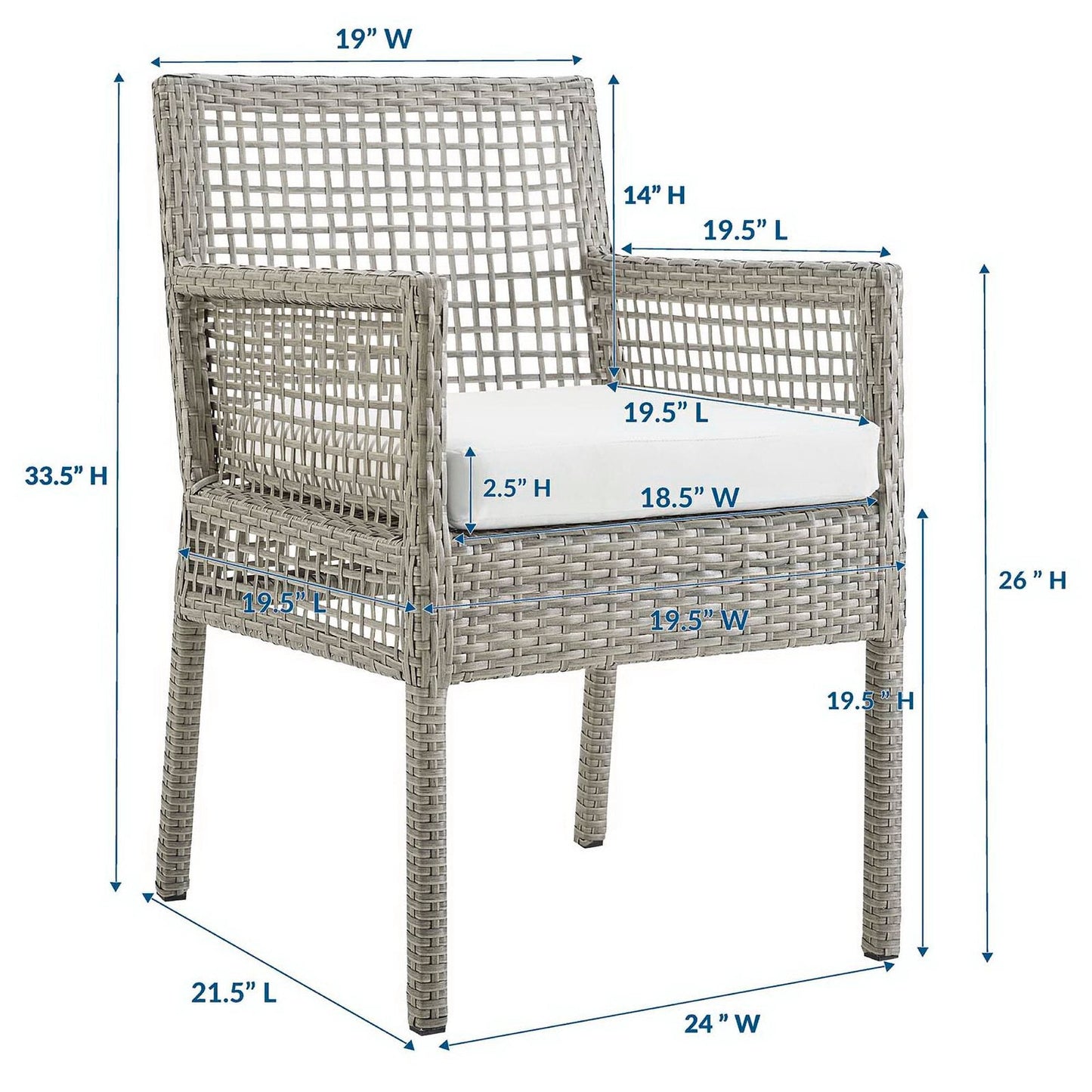 Aura Patio Wicker Dining Armchair by Modway