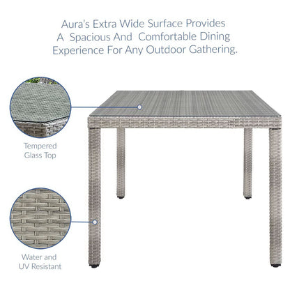 Aura 68 Inch Outdoor Wicker Patio Dining Table
