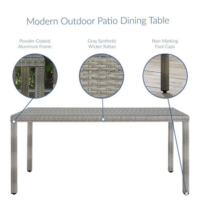 Aura 68 Inch Outdoor Wicker Patio Dining Table