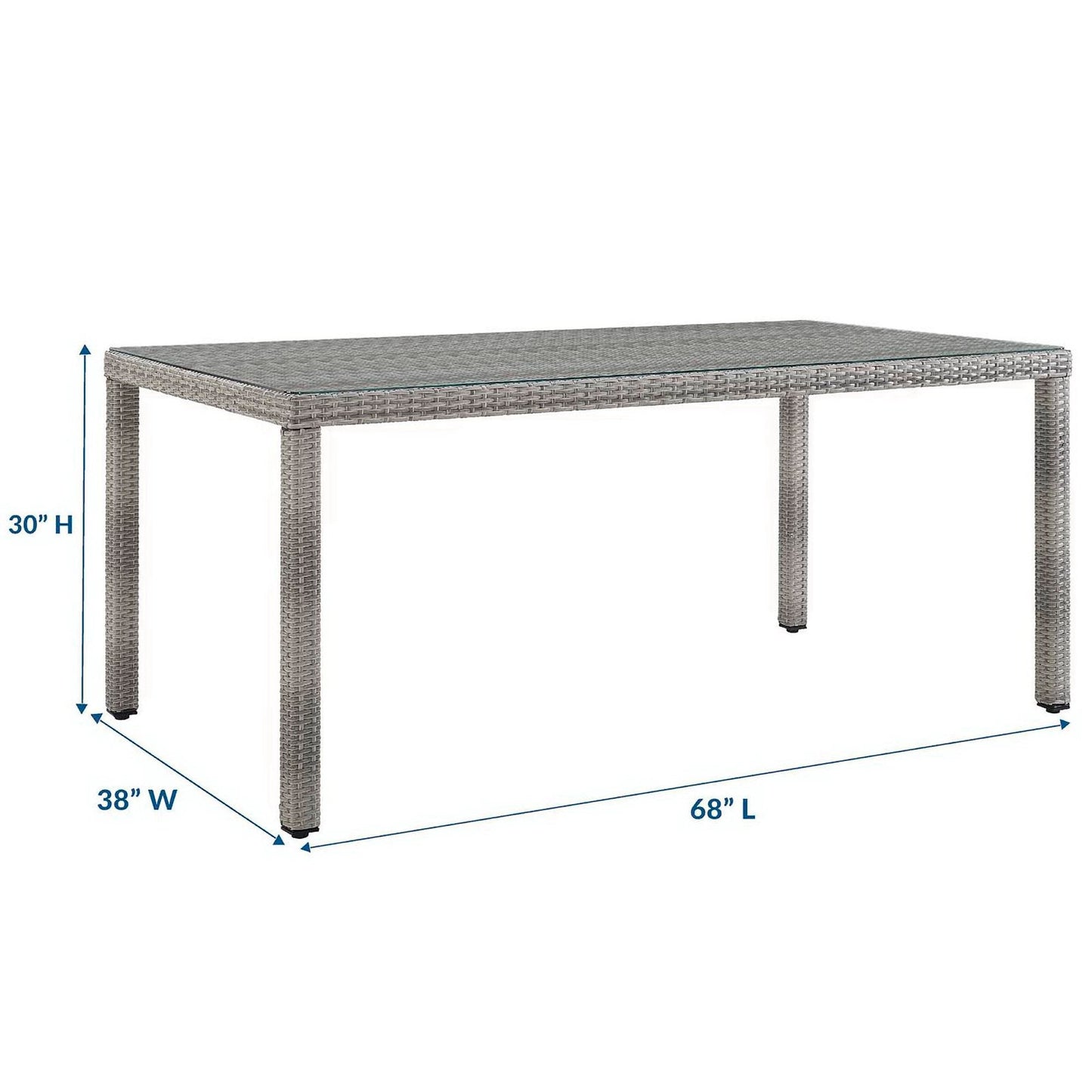 Aura 68 Inch Outdoor Wicker Patio Dining Table