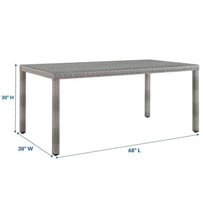 Aura 68 Inch Outdoor Wicker Patio Dining Table
