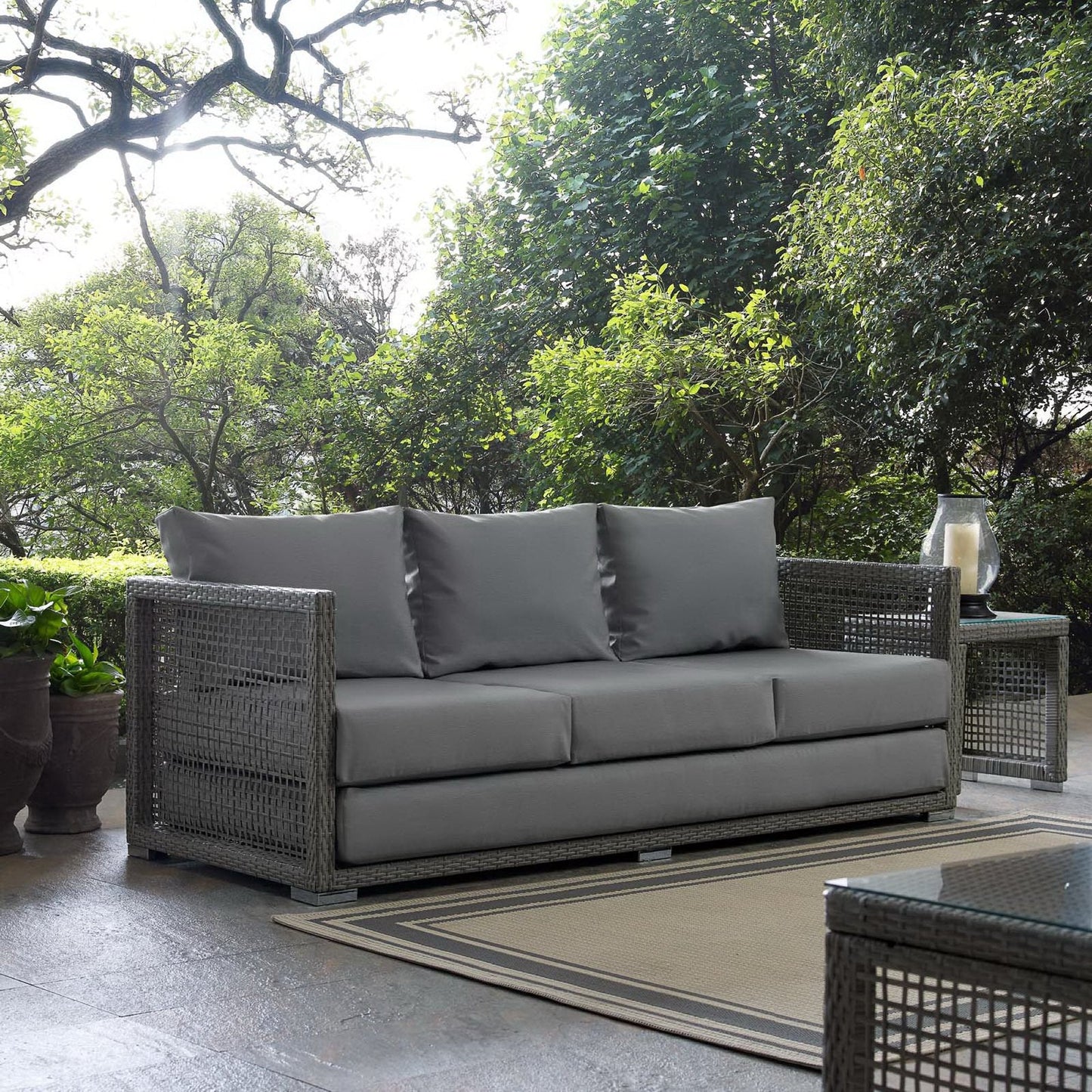 Aura Outdoor Patio Wicker and Rattan Sofa