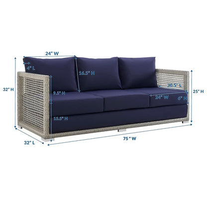 Aura Outdoor Patio Wicker and Rattan Sofa