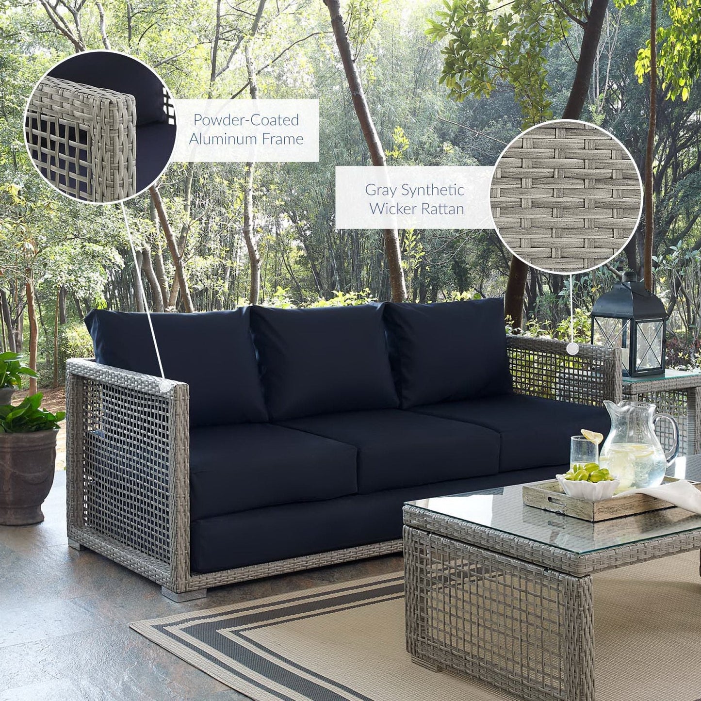 Aura Outdoor Patio Wicker and Rattan Sofa
