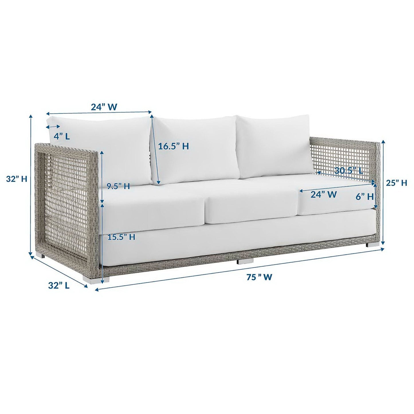 Aura Outdoor Patio Wicker and Rattan Sofa