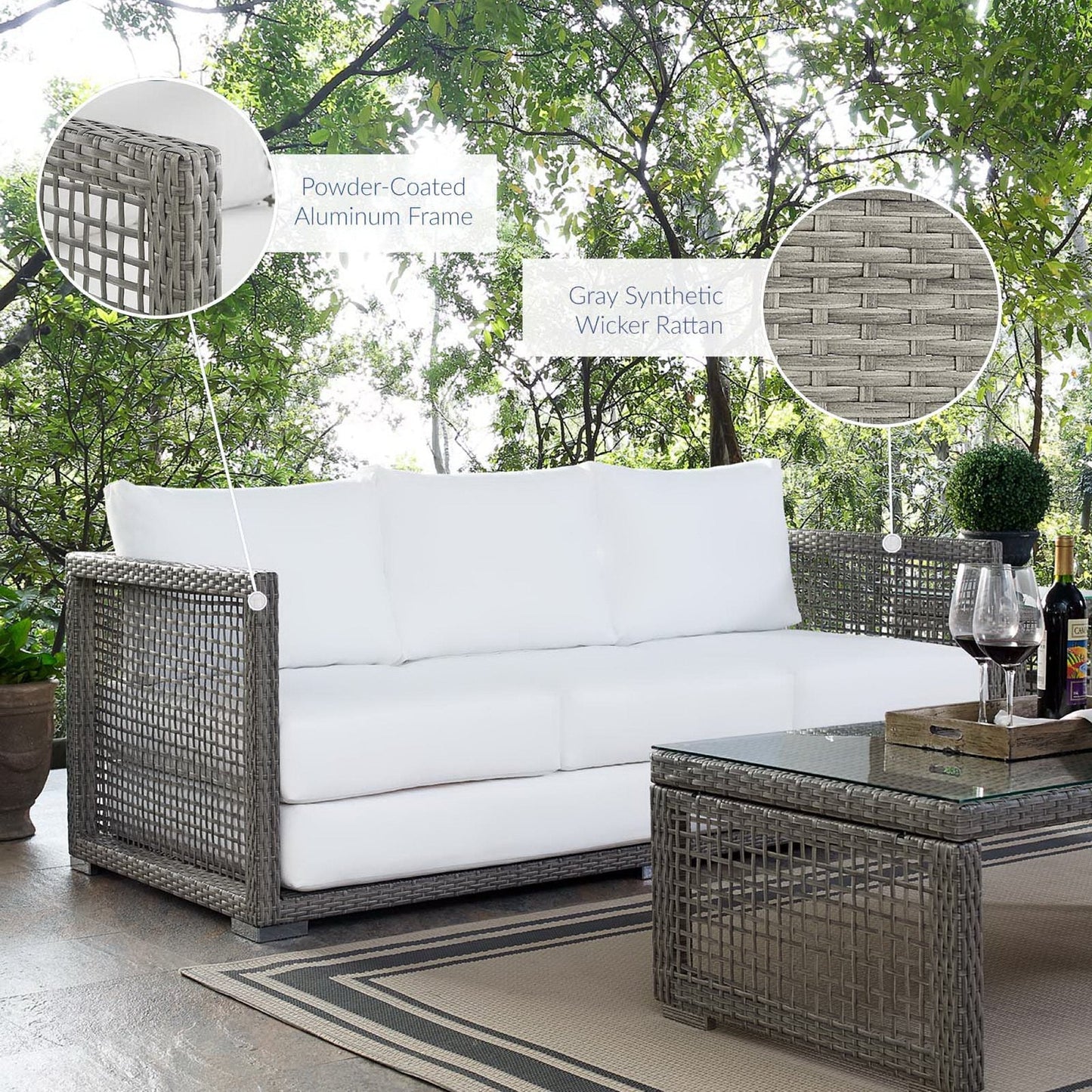 Aura Outdoor Patio Wicker and Rattan Sofa