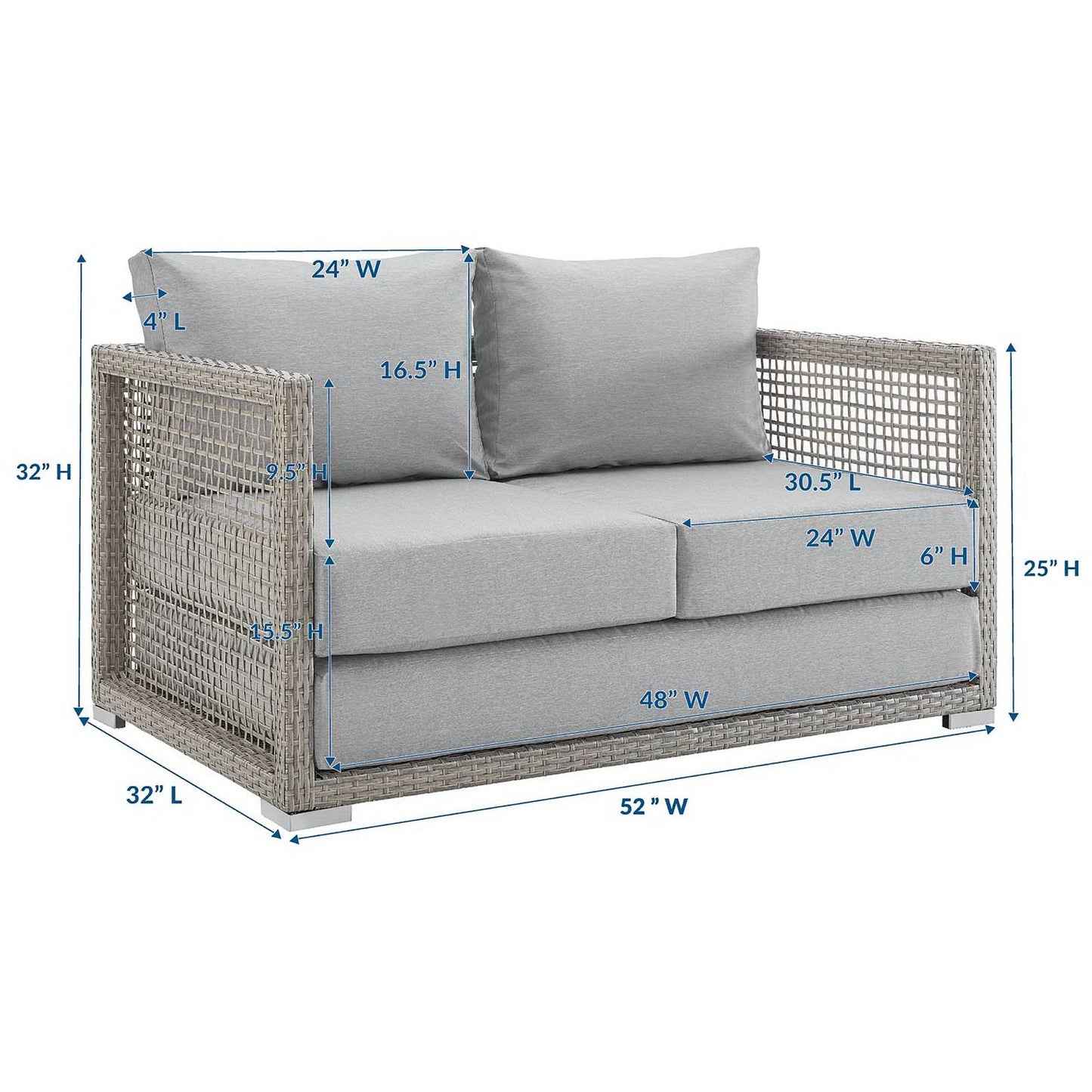 Aura Outdoor Patio Wicker Loveseat For A Yard
