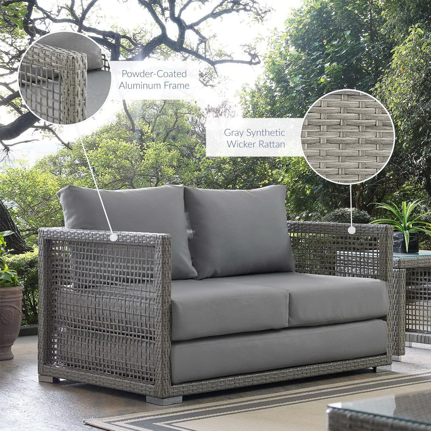 Aura Outdoor Patio Wicker Loveseat For A Yard