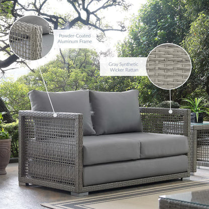 Aura Outdoor Patio Wicker Loveseat For A Yard