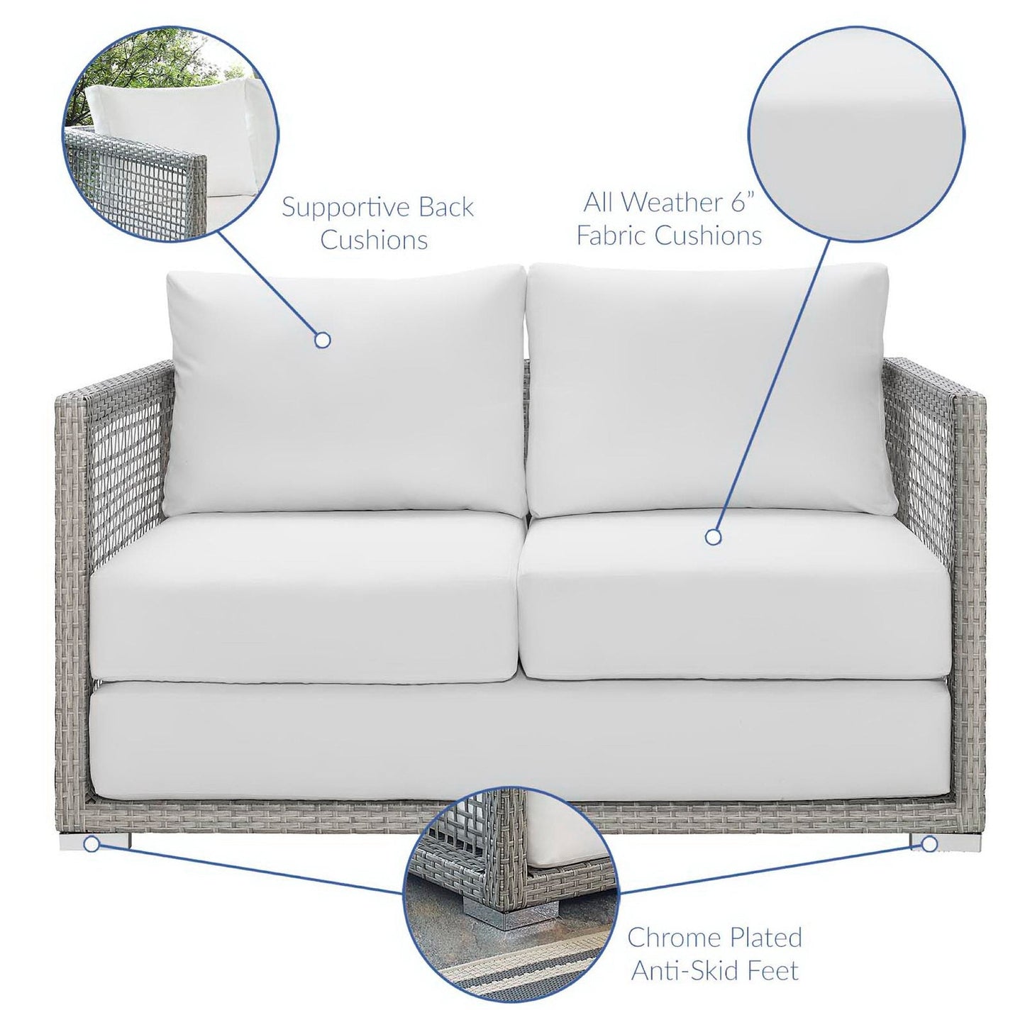 Aura Outdoor Patio Wicker Loveseat For A Yard