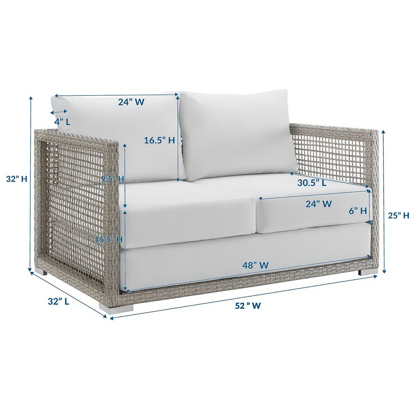 Aura Outdoor Patio Wicker Loveseat For A Yard