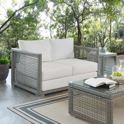 Aura Outdoor Patio Wicker Loveseat For A Yard