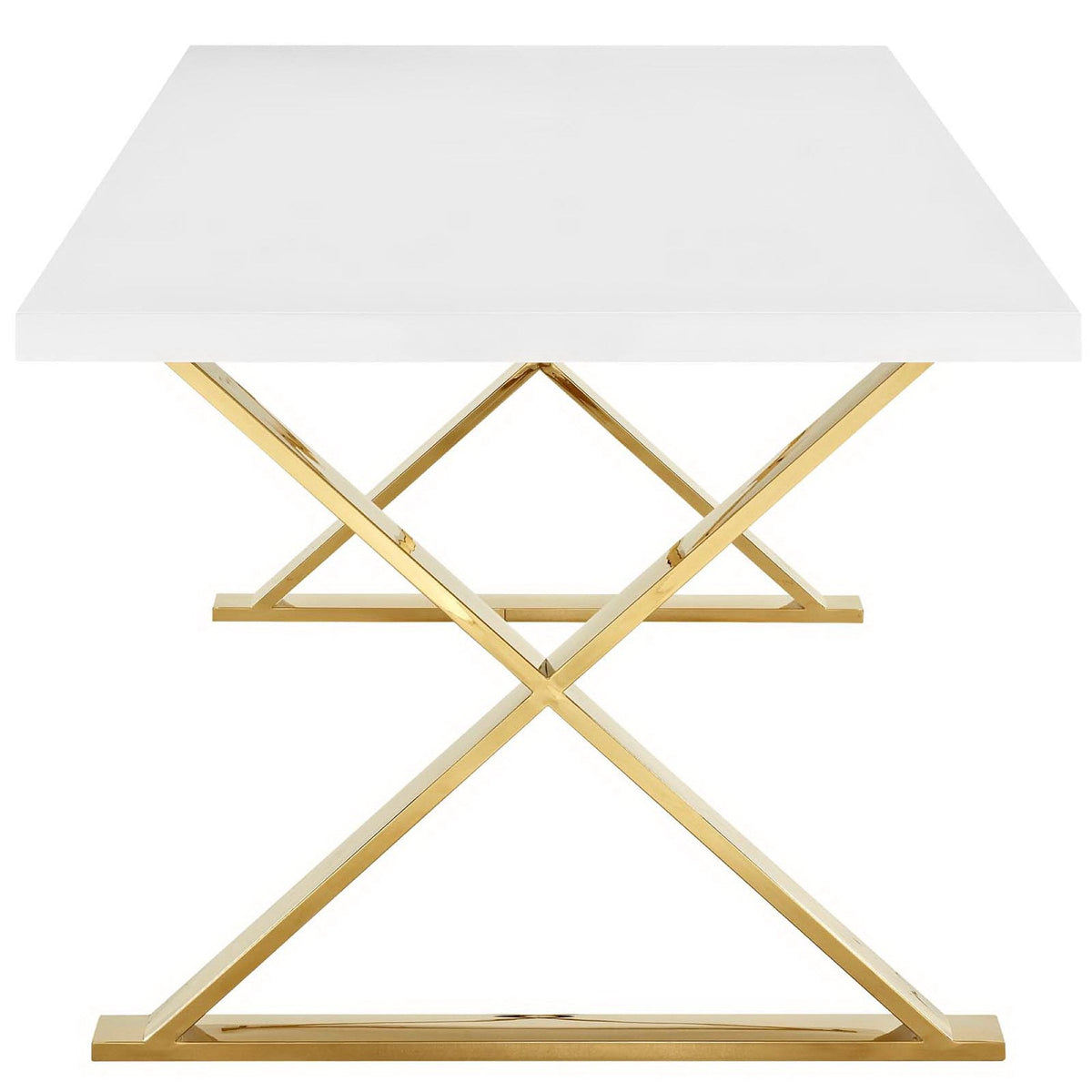 Sector Dining Table by Modway white top with gold metal X-frame base on Tampa Home & Garden Store
