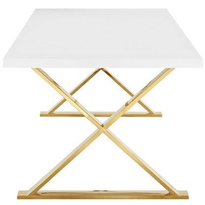 Sector Dining Table by Modway white top with gold metal X-frame base on Tampa Home & Garden Store
