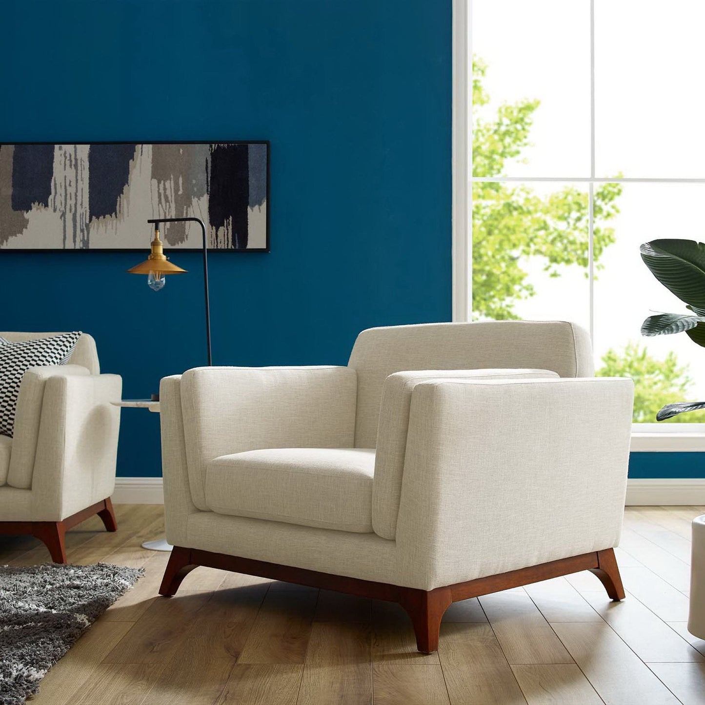 Chance Mid Century Modern Fabric Armchair