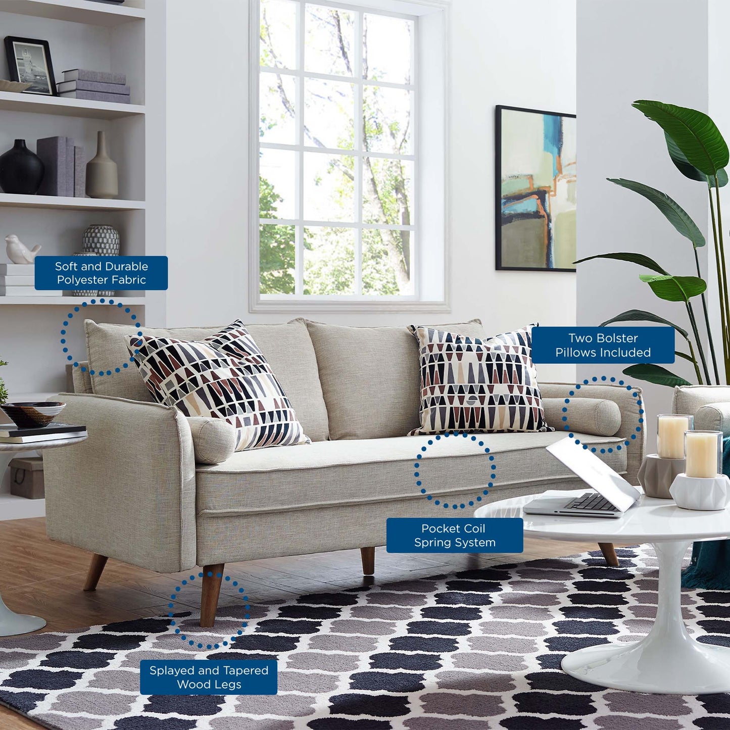 Modway Revive Upholstered Sofa for Living Room