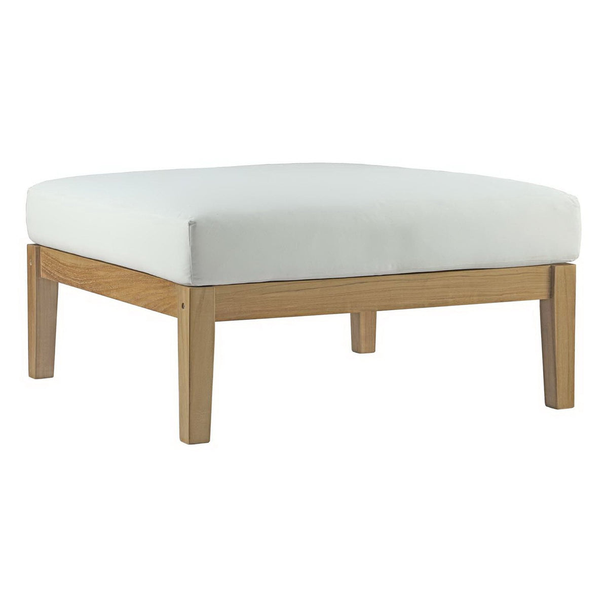 Bayport 5 Piece Outdoor Patio Teak Set with white cushions and teak frame on Tampa Home & Garden Store
