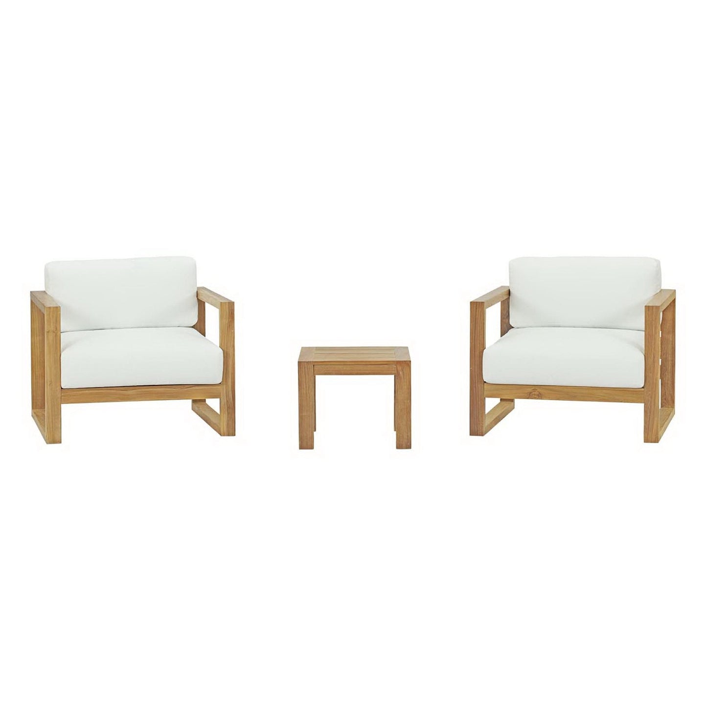 Modway Upland 3 Piece Outdoor Teak and Cushions