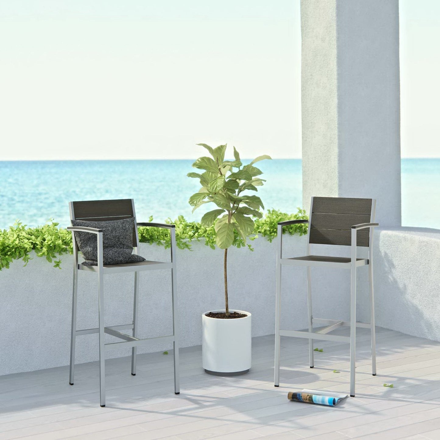 Modway Shore Outdoor Patio Bar Stools for 2