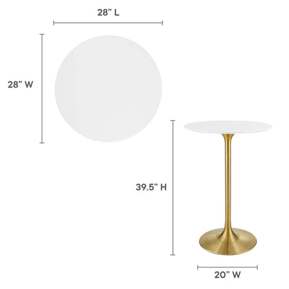 Lippa 28-inch round wood bar table with white top and gold pedestal base by Modway EEI-3262 on Tampa Home & Garden Store