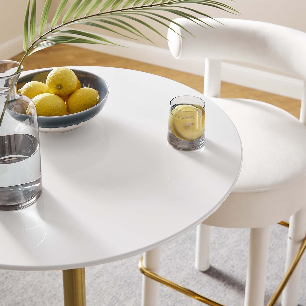 Lippa 28in round wood bar table by Modway, white top with natural wood legs, EEI-3262 on Tampa Home & Garden Store