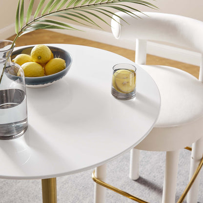 Lippa 28in round wood bar table by Modway, white top with natural wood legs, EEI-3262 on Tampa Home & Garden Store